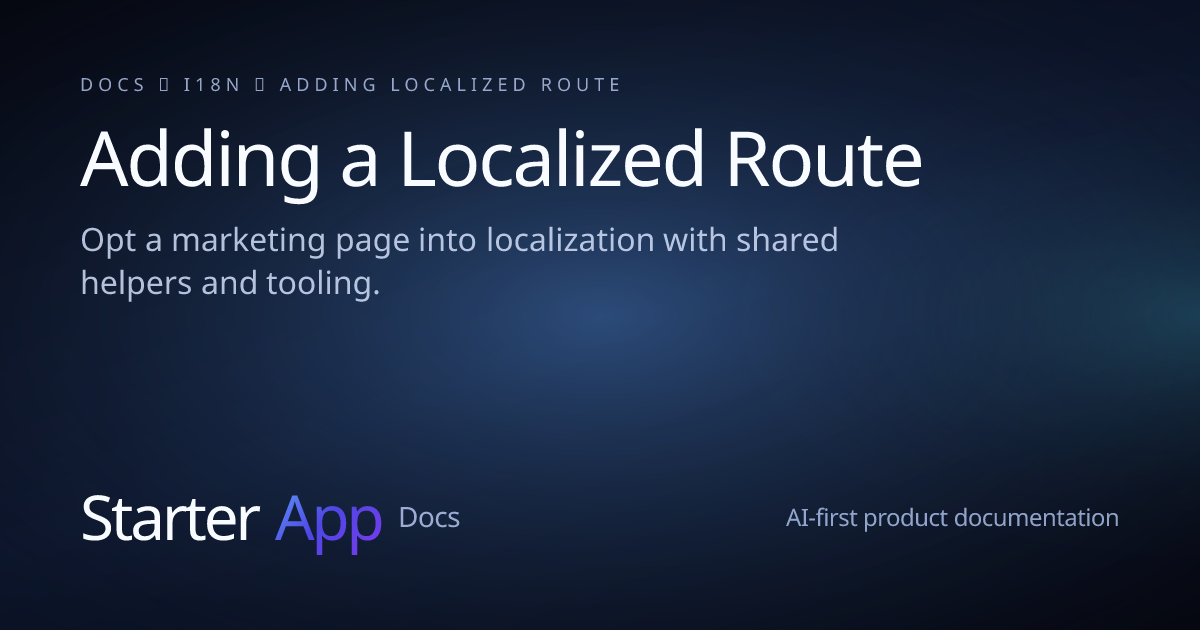 Adding a Localized Route | StarterApp Docs